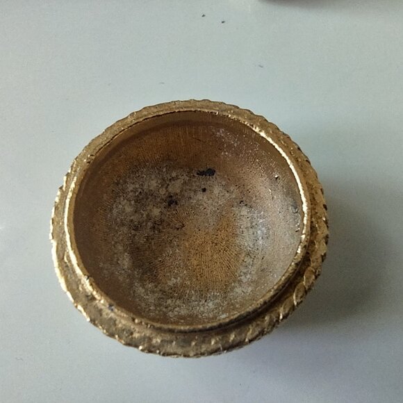 Vintage Florenza Small Gold Tone Turquoise Bee Wasp Jewelry Trinket Box Signed - Picture 9 of 12